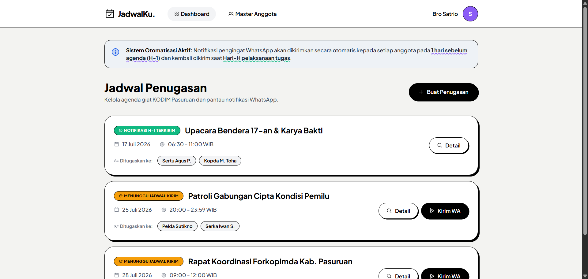 Dashboard JadwalKu